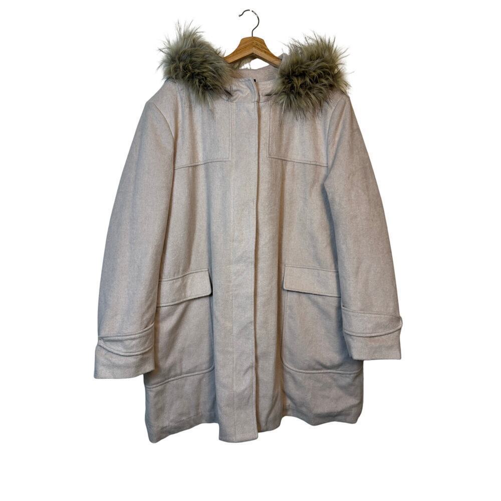 Lane Bryant Faux Fur Collar Lady Coat Size 26/28 Cream Penny Lane $179 NWT